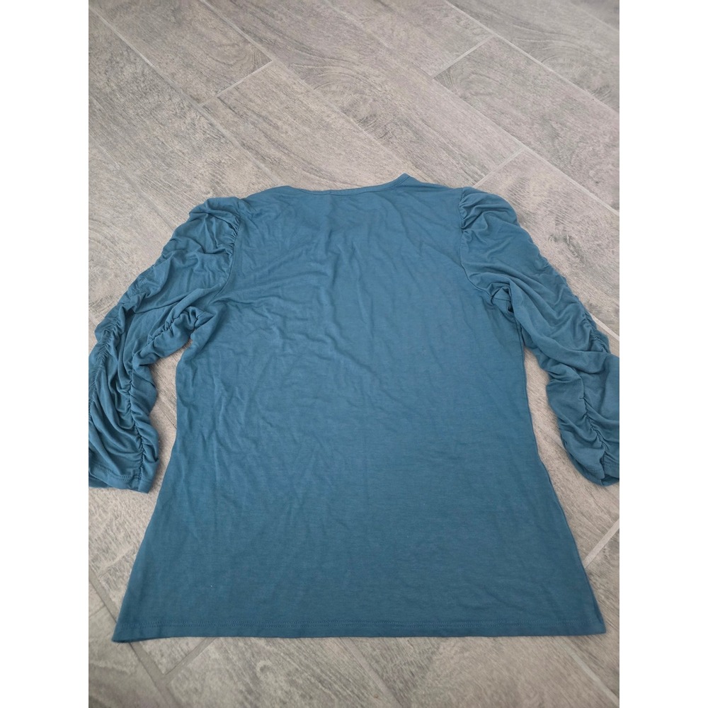BAILEY 44 Teal Ruched Sleeve Top Made in USA Women's Size Large Soft Stretchy‎ - Picture 5 of 6